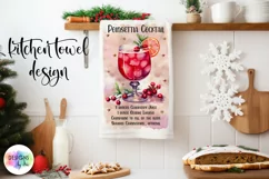 Watercolour Cocktail Recipe PNG | Christmas Kitchen Towel Product Image 1