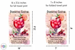 Watercolour Cocktail Recipe PNG | Christmas Kitchen Towel Product Image 2
