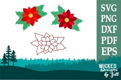 CHRISTMAS POINSETTIA FLOWER Set of 3 SVG CUT FILE FLORAL Product Image 2