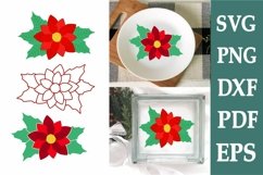 CHRISTMAS POINSETTIA FLOWER Set of 3 SVG CUT FILE FLORAL Product Image 1