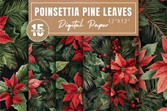 Poinsettia Pine Leaves Digital Paper Bundle Product Image 1