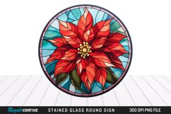 Stained Glass Poinsettia Wind Spinner Sublimation Design PNG Product Image 1