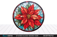 Stained Glass Poinsettia Wind Spinner Sublimation Design PNG Product Image 1