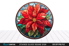 Stained Glass Poinsettia Wind Spinner Sublimation Design PNG Product Image 1