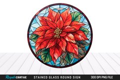 Stained Glass Poinsettia Wind Spinner Sublimation Design PNG Product Image 1