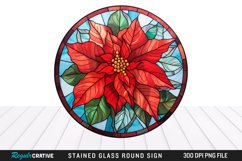 Stained Glass Poinsettia Wind Spinner Sublimation Design PNG Product Image 1