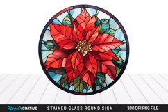 Stained Glass Poinsettia Wind Spinner Sublimation Design PNG Product Image 1