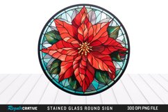 Stained Glass Poinsettia Wind Spinner Sublimation Design PNG Product Image 1