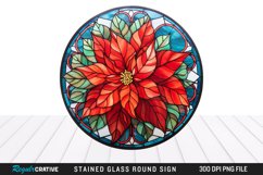 Stained Glass Poinsettia Wind Spinner Sublimation Design PNG Product Image 1