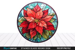 Stained Glass Poinsettia Wind Spinner Sublimation Design PNG Product Image 1