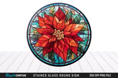 Stained Glass Poinsettia Wind Spinner Sublimation Design PNG Product Image 1