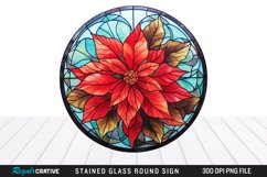 Stained Glass Poinsettia Wind Spinner Sublimation Design PNG Product Image 1