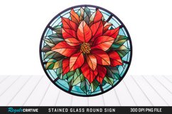 Stained Glass Poinsettia Wind Spinner Sublimation Design PNG Product Image 1