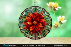 Stained Glass Poinsettia Wind Spinner Sublimation Design PNG Product Image 1