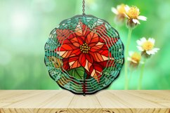 Stained Glass Poinsettia Wind Spinner Sublimation Design PNG Product Image 1