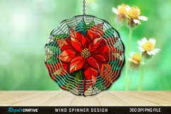 Stained Glass Poinsettia Wind Spinner Sublimation Design PNG Product Image 1