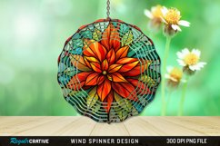 Stained Glass Poinsettia Wind Spinner Sublimation Design PNG Product Image 1