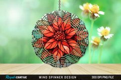 Stained Glass Poinsettia Wind Spinner Sublimation Design PNG Product Image 1