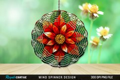 Stained Glass Poinsettia Wind Spinner Sublimation Design PNG Product Image 1