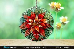 Stained Glass Poinsettia Wind Spinner Sublimation Design PNG Product Image 1