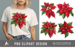 Watercolor Poinsettia Clipart, Festive floral illustrations Product Image 1