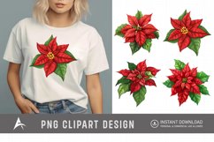 Watercolor Poinsettia Clipart, Festive floral illustrations Product Image 1