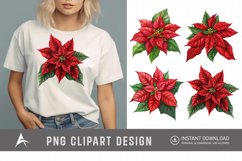 Watercolor Poinsettia Clipart, Festive floral illustrations Product Image 1