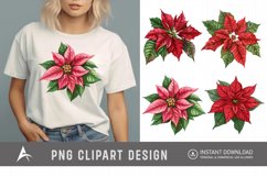 Watercolor Poinsettia Clipart, Festive floral illustrations Product Image 1