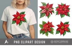 Watercolor Poinsettia Clipart, Festive floral illustrations Product Image 1