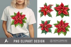 Watercolor Poinsettia Clipart, Festive floral illustrations Product Image 1