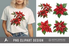 Watercolor Poinsettia Clipart, Festive floral illustrations Product Image 1