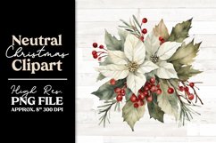 Watercolor Christmas Floral Poinsettia PNG Product Image 1