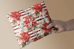 Christmas Poinsettia Seamless Digital Paper JPG Product Image 2