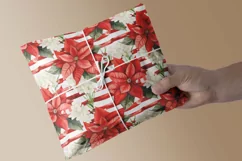 Christmas Poinsettia Seamless Digital Paper JPG Product Image 3