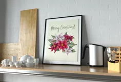 Christmas sublimation PNG Watercolor poinsettia arrangements Product Image 2