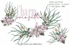 Poinsettia sublimation PNG Watercolor Christmas arrangements Product Image 1