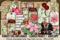 Poinsettias printable loaded pocket. 300dpi high quality Digital images that can be used for Junk Journals, Scrapbooking, Cardmaking or other paper crafts.