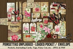 Poinsettias printable loaded pocket. 300dpi high quality Digital images that can be used for Junk Journals, Scrapbooking, Cardmaking or other paper crafts.