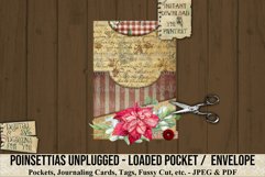 Poinsettias printable loaded pocket. 300dpi high quality Digital images that can be used for Junk Journals, Scrapbooking, Cardmaking or other paper crafts.