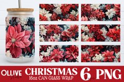 Christmas Floral Can Glass Wrap Sublimation Bundle Product Image 1