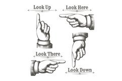 Pointing fingers Vintage Collection. Male Hands Pointing Product Image 1