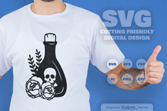 Poison Bottle with Roses Halloween SVG Product Image 1