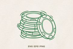 Poker Chips SVG | Casino Chip Stack Line Art PNG Product Image 1