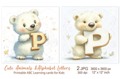 Cute Polar Bear, Animal Alphabet Letters ABC Printable cards Product Image 1