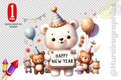 Happy New Year Clipart - Polar Bear PNG File Product Image 1