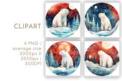 Christmas Polar Bear Watercolor Clipart PNG Product Image 1