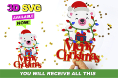 Polar Bear Christmas Topper 3D SVG Product Image 1