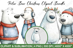 Polar Bear Christmas Clipart Sublimation Product Image 1