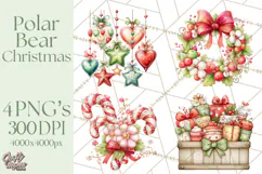 Christmas Arctic Animal PNG Kawaii Clipart Product Image 1