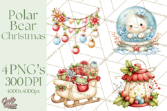 Christmas Arctic Animal PNG Kawaii Clipart Product Image 1